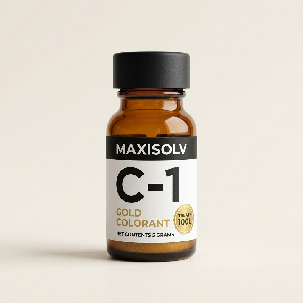 Amber bottle of MaxiSolv C-1 Gold Colorant